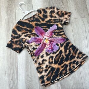o-mighty Orchid Tshirt leopard print womens Brown Purple (medium) y2k maximalist